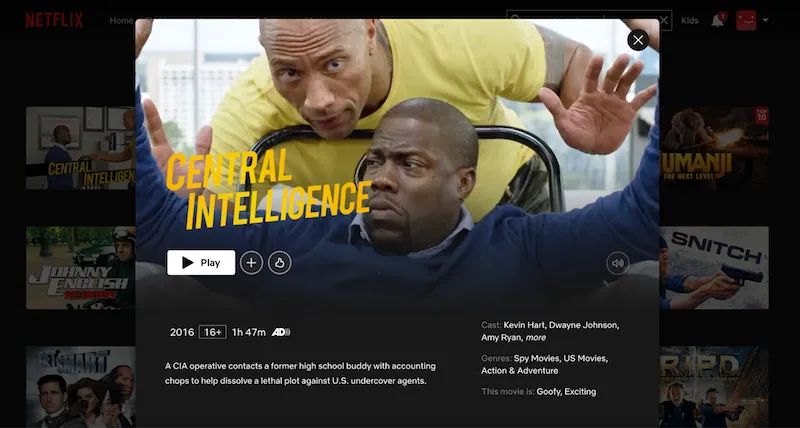 Central Intelligence on Netflix